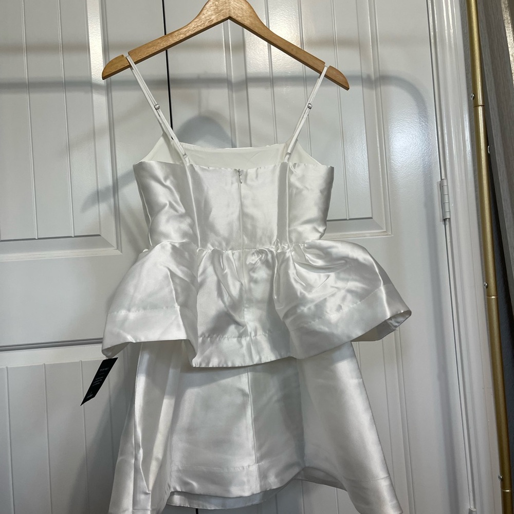 Lulu's White Satin Ruffle Dress - Picture 4 of 6